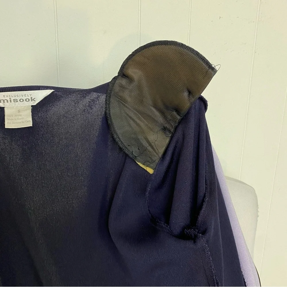 Exclusively Misook Open Cardigan Blazer Women's Navy Blue Light Purple Size S* - Picture 9 of 13